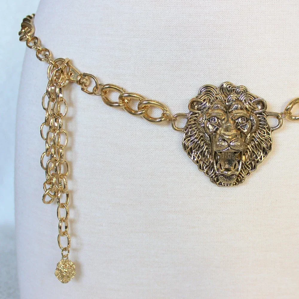Lion of Judah Yeshua Aslan Chain Link Gold Tone Belt 44